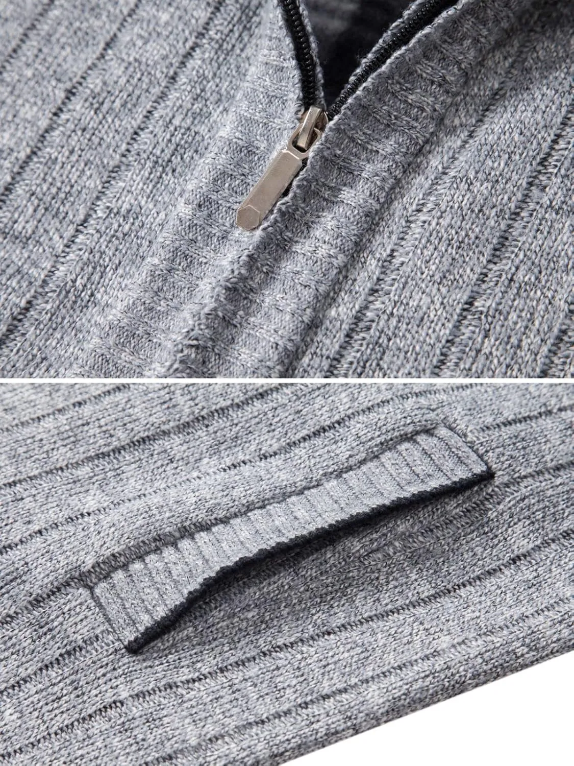 Vcansion Men's Slim Fit Full Zip Up Stand Collar Casual Knitted Sweaters Cardigan with Pockets
