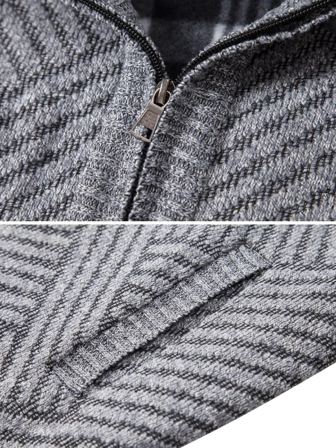 Vcansion Men's Slim Fit Full Zip Up Stand Collar Casual Knitted Sweaters Cardigan with Pockets