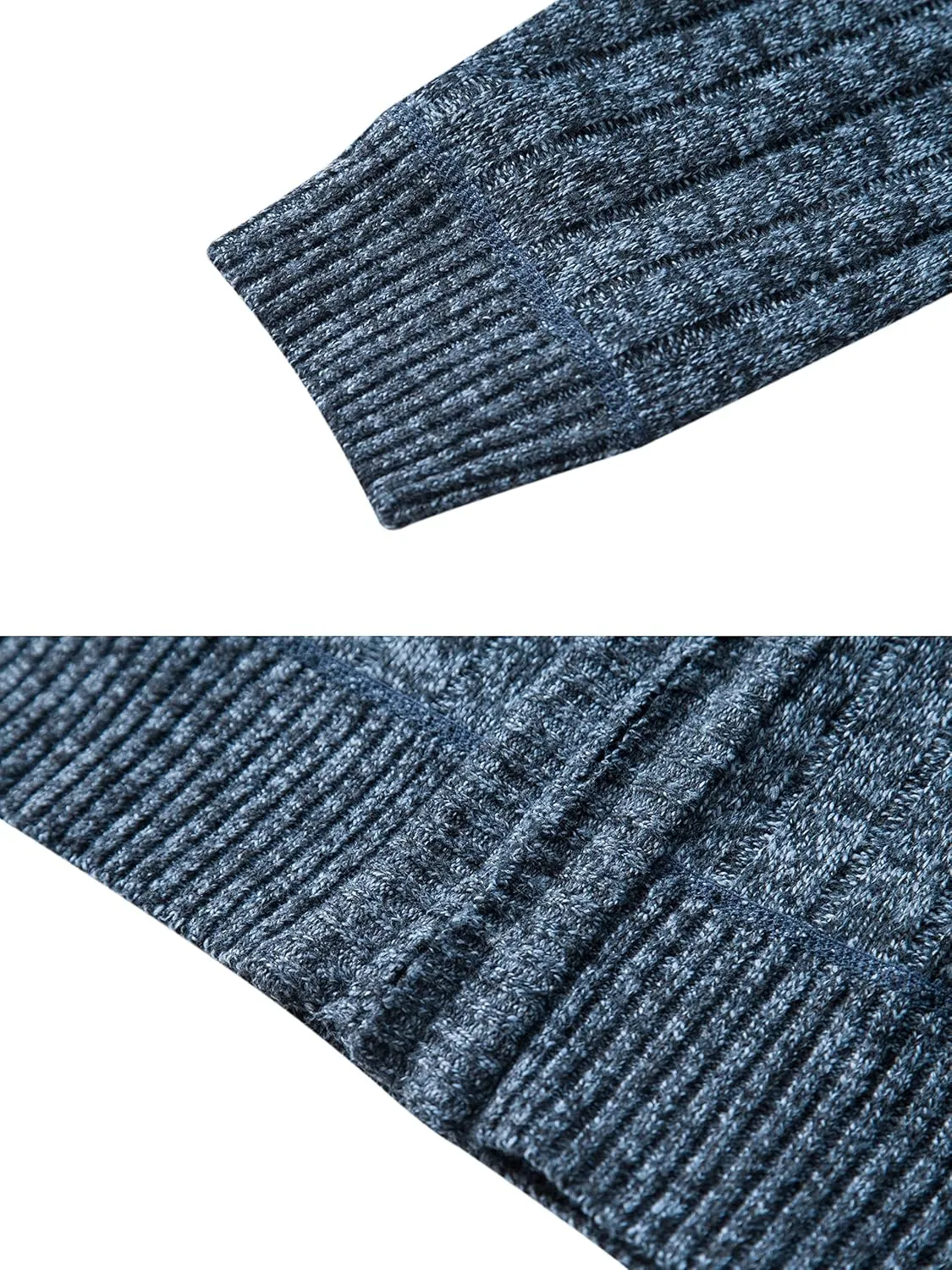 Vcansion Men's Slim Fit Full Zip Up Stand Collar Casual Knitted Sweaters Cardigan with Pockets