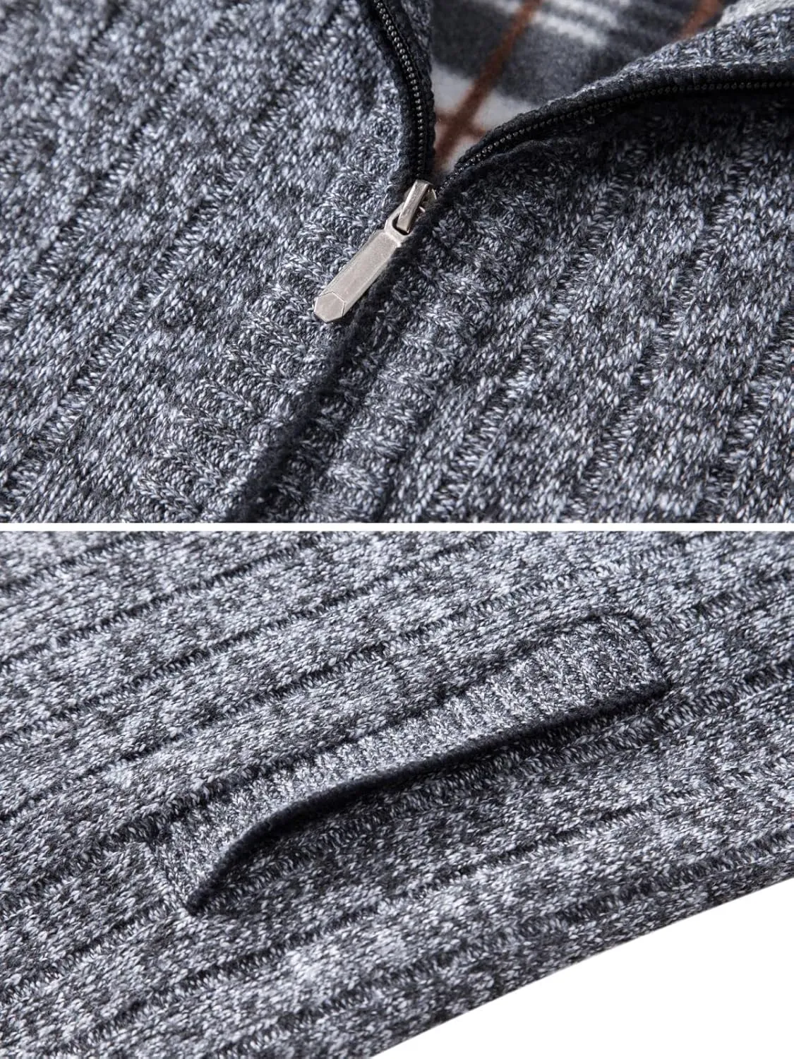 Vcansion Men's Slim Fit Full Zip Up Stand Collar Casual Knitted Sweaters Cardigan with Pockets