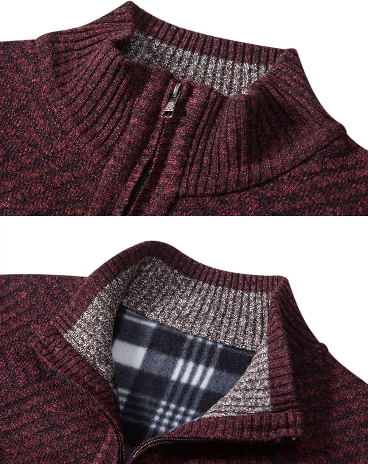 Vcansion Men's Slim Fit Full Zip Up Stand Collar Casual Knitted Sweaters Cardigan with Pockets