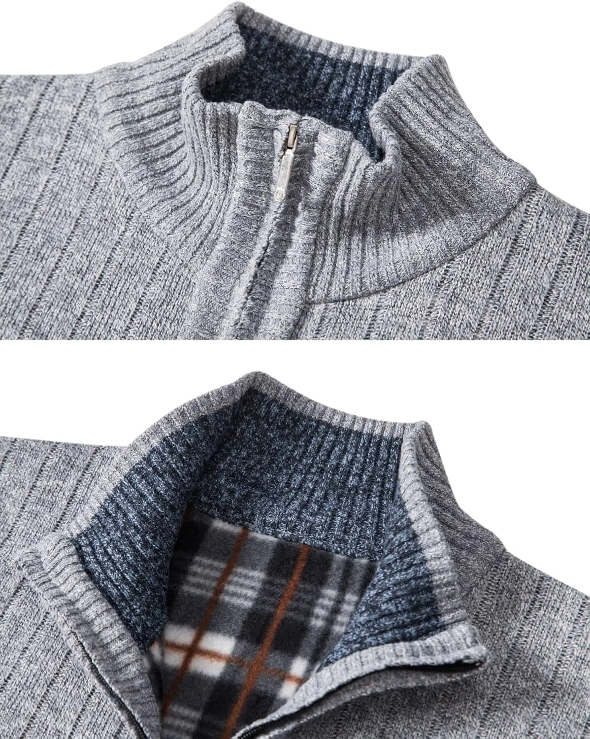 Vcansion Men's Slim Fit Full Zip Up Stand Collar Casual Knitted Sweaters Cardigan with Pockets
