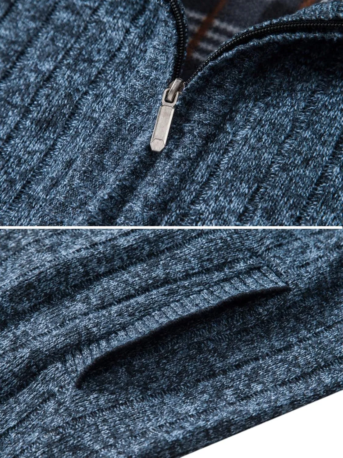 Vcansion Men's Slim Fit Full Zip Up Stand Collar Casual Knitted Sweaters Cardigan with Pockets