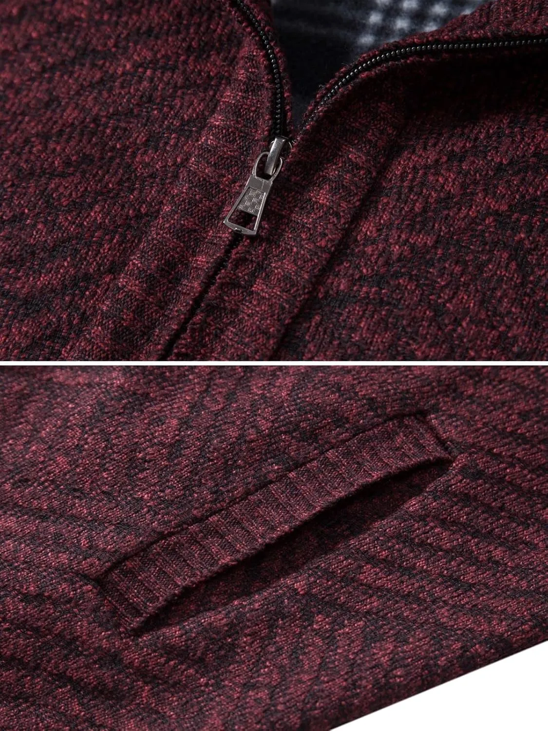 Vcansion Men's Slim Fit Full Zip Up Stand Collar Casual Knitted Sweaters Cardigan with Pockets