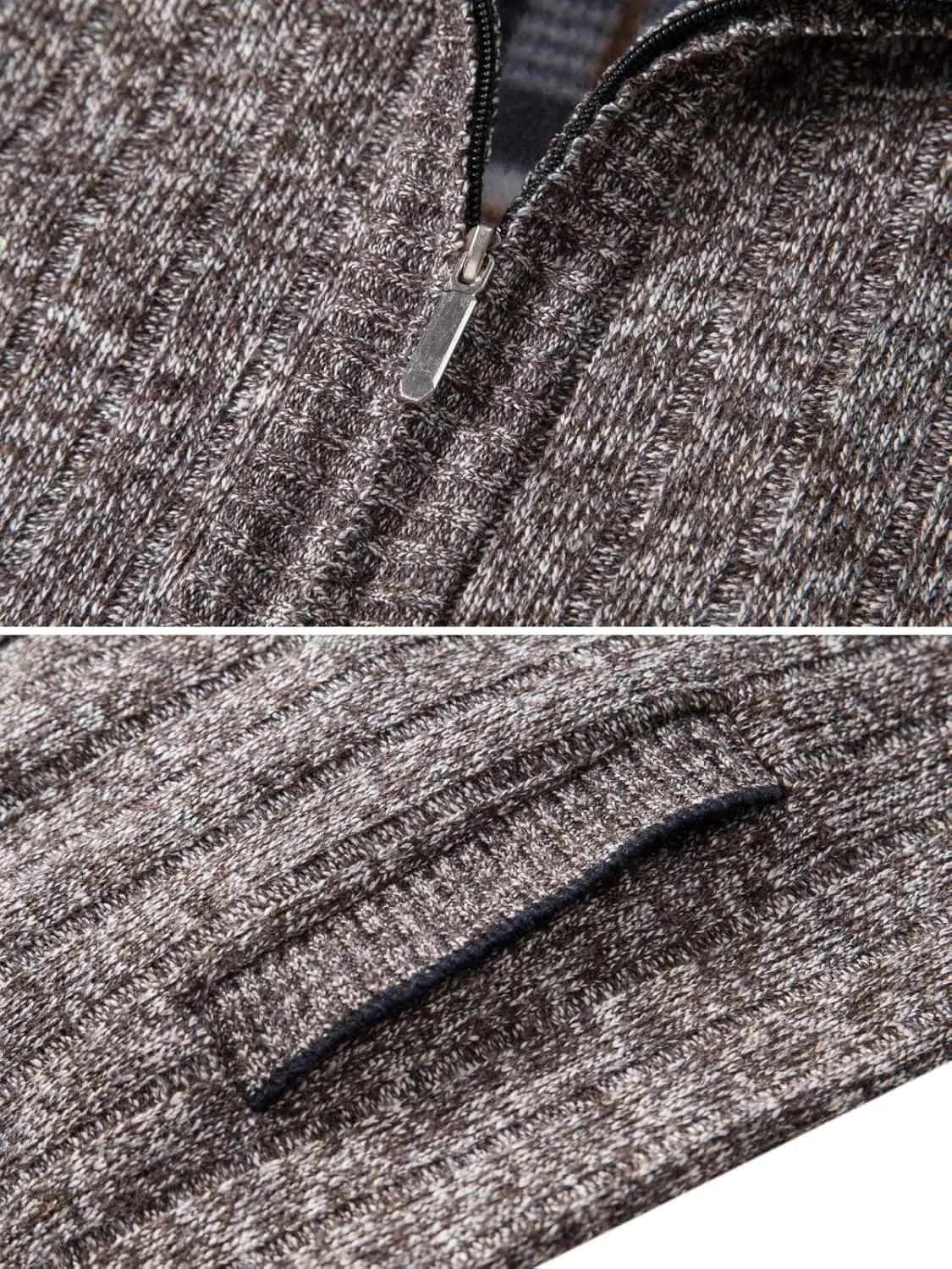 Vcansion Men's Slim Fit Full Zip Up Stand Collar Casual Knitted Sweaters Cardigan with Pockets