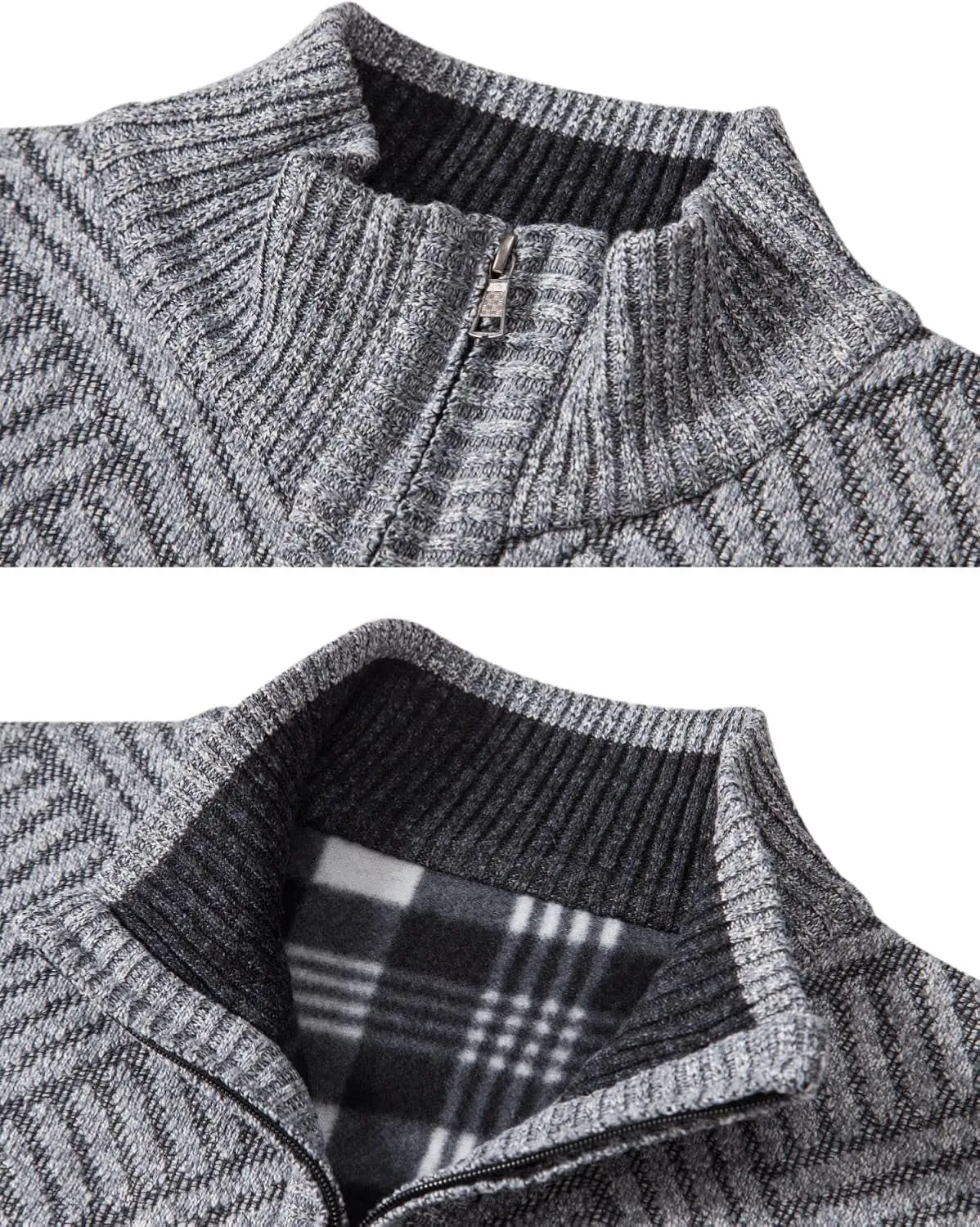Vcansion Men's Slim Fit Full Zip Up Stand Collar Casual Knitted Sweaters Cardigan with Pockets