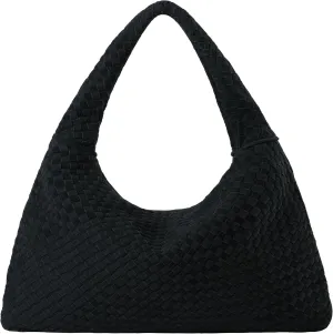 Vegan Leather Woven Tote, Vintage Suede Hobo, Suede Woven Purse, Large Leather Shoulder Bag Braided Hobo