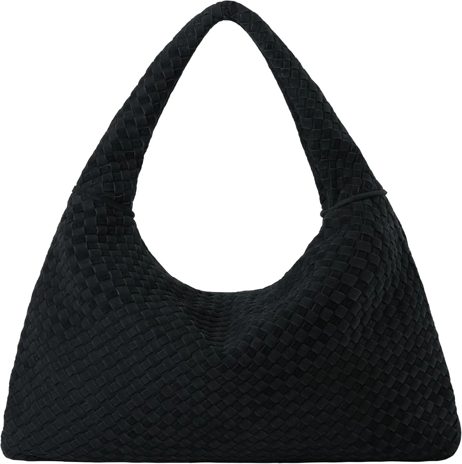 Vegan Leather Woven Tote, Vintage Suede Hobo, Suede Woven Purse, Large Leather Shoulder Bag Braided Hobo