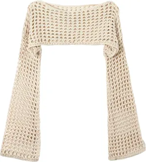 Verdusa Women's Crop Sweater Hollow Out Knit Sheer Bell Sleeve Pullovers