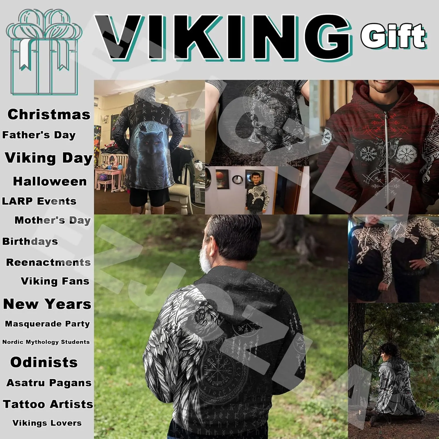 Viking Unisex Fall Coats Norse Myth World Tree Warmth Padded Fleece Cloak Cape, Funny Relaxed Parka Robe Costume