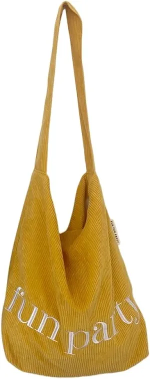 Vintage Corduroy Shoulder Bag Soft Fabric Underarm Pack Large Capacity Satchel Handbag Fashion Accessory