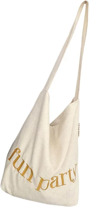 Vintage Corduroy Shoulder Bag Soft Fabric Underarm Pack Large Capacity Satchel Handbag Fashion Accessory