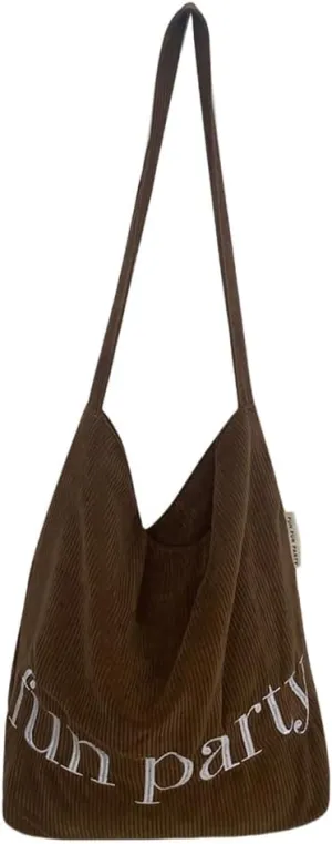 Vintage Corduroy Shoulder Bag Soft Fabric Underarm Pack Large Capacity Satchel Handbag Fashion Accessory