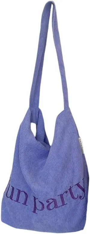 Vintage Corduroy Shoulder Bag Soft Fabric Underarm Pack Large Capacity Satchel Handbag Fashion Accessory