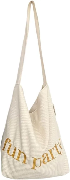 Vintage Corduroy Shoulder Bag Soft Fabric Underarm Pack Large Capacity Satchel Handbag Fashion Accessory