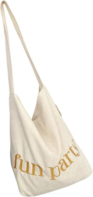 Vintage Corduroy Shoulder Bag Soft Fabric Underarm Pack Large Capacity Satchel Handbag Fashion Accessory