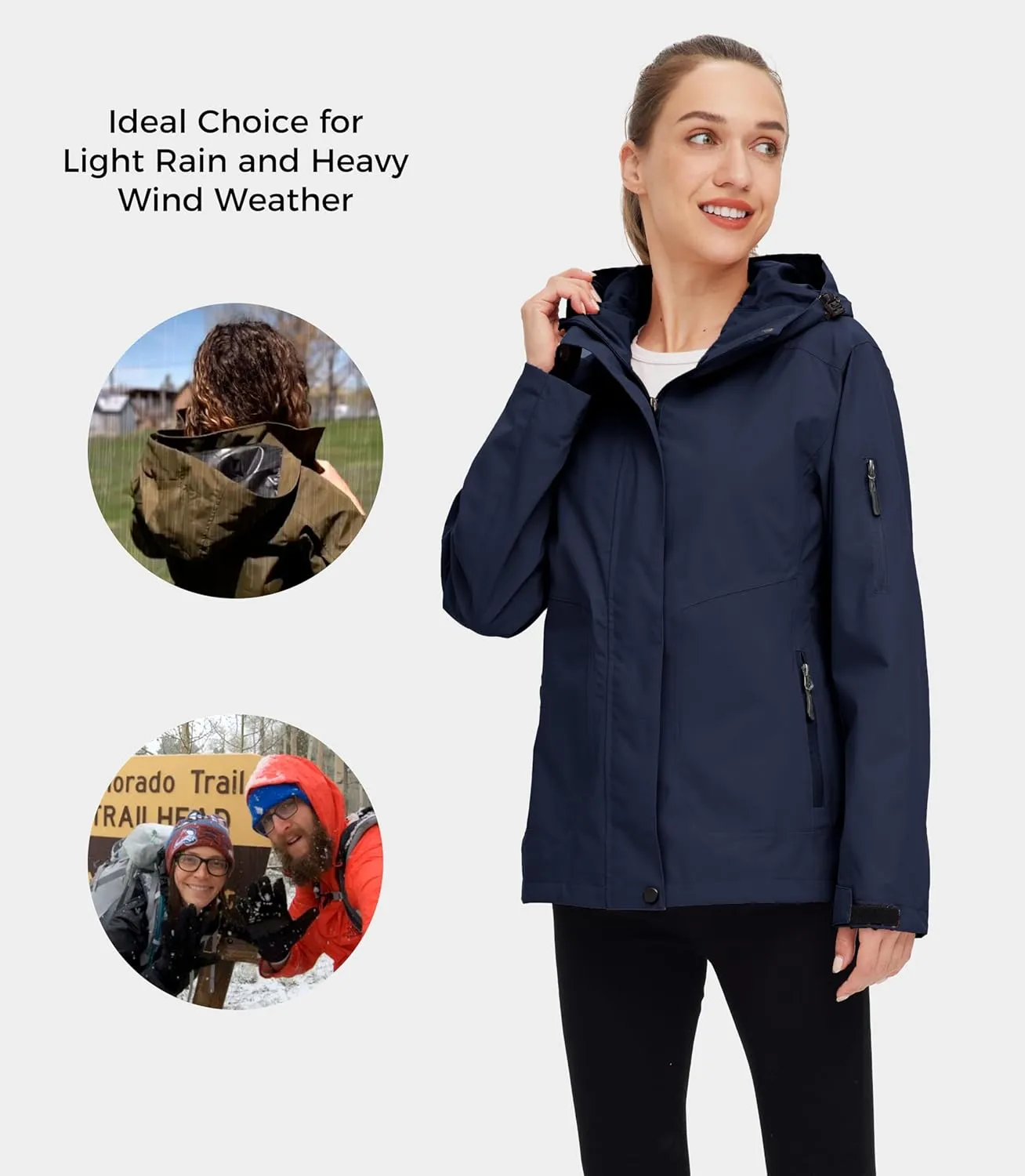 wantdo Women's Lightweight Rain Jacket Waterproof Hooded Raincoats Rain Coat Shell for Hiking