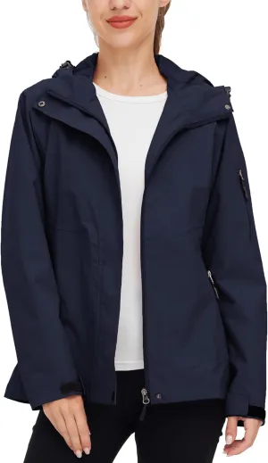 wantdo Women's Lightweight Rain Jacket Waterproof Hooded Raincoats Rain Coat Shell for Hiking
