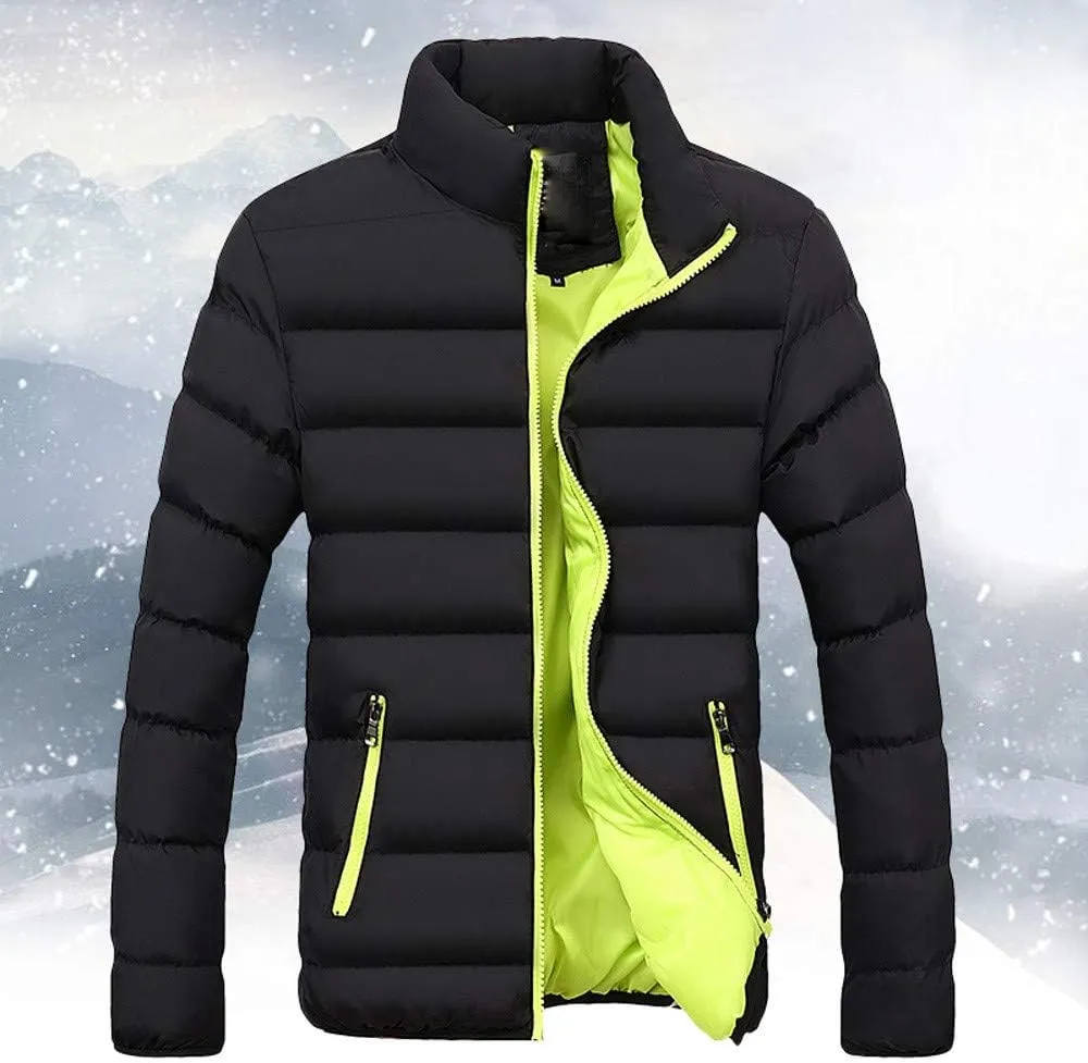 Winter Jackets for Men - Lightweight Puffer Coat, Full Zip, Warm Quilted, Packable Down Jacket with Stand Collar