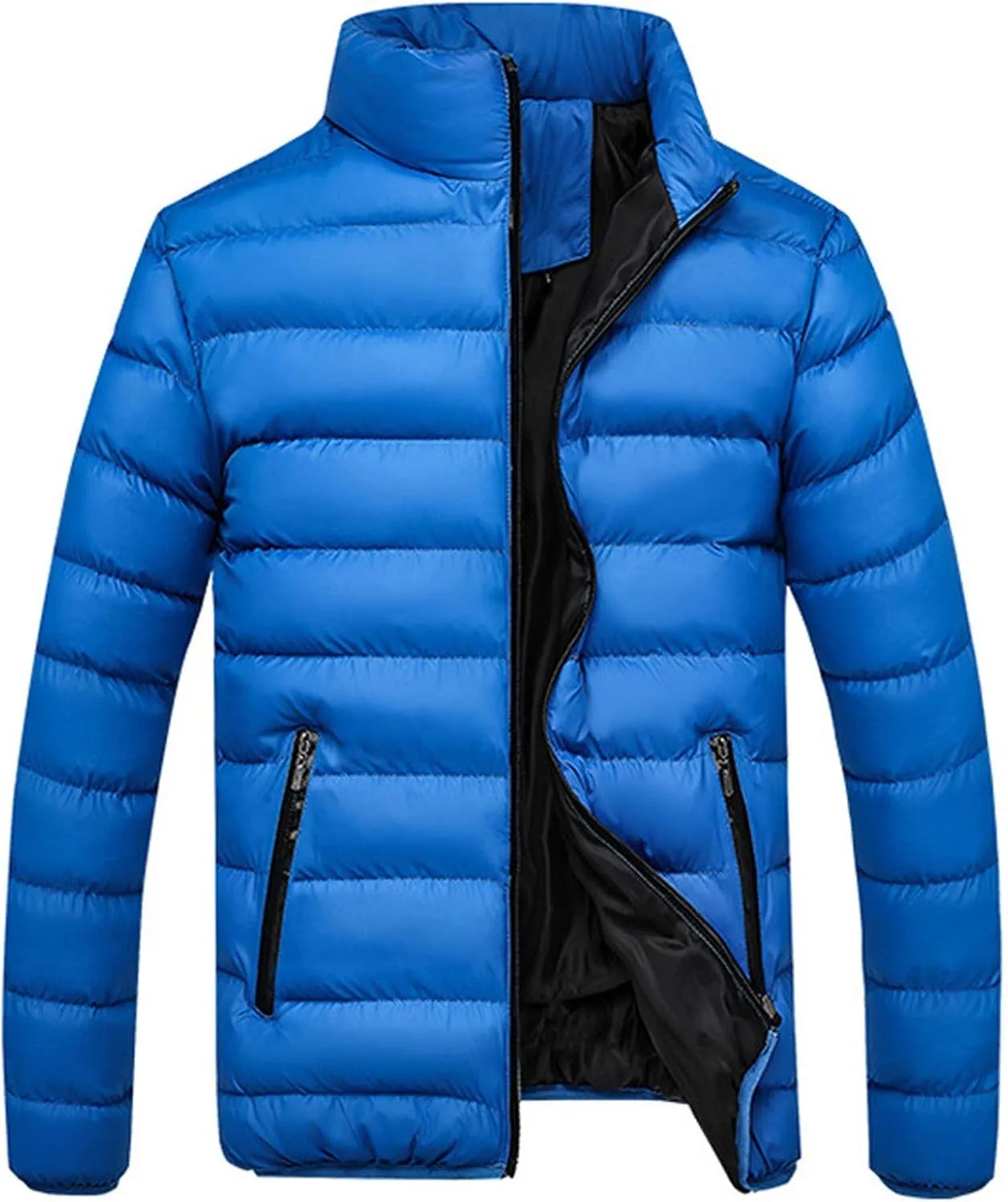Winter Jackets for Men - Lightweight Puffer Coat, Full Zip, Warm Quilted, Packable Down Jacket with Stand Collar