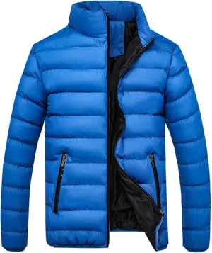 Winter Jackets for Men - Lightweight Puffer Coat, Full Zip, Warm Quilted, Packable Down Jacket with Stand Collar