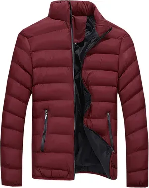 Winter Jackets for Men - Lightweight Puffer Coat, Full Zip, Warm Quilted, Packable Down Jacket with Stand Collar