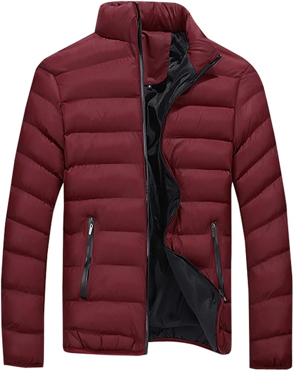 Winter Jackets for Men - Lightweight Puffer Coat, Full Zip, Warm Quilted, Packable Down Jacket with Stand Collar