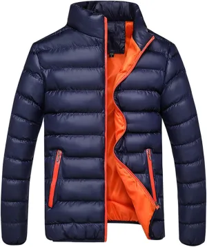 Winter Jackets for Men - Lightweight Puffer Coat, Full Zip, Warm Quilted, Packable Down Jacket with Stand Collar