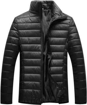 Winter Jackets for Men - Lightweight Puffer Coat, Full Zip, Warm Quilted, Packable Down Jacket with Stand Collar