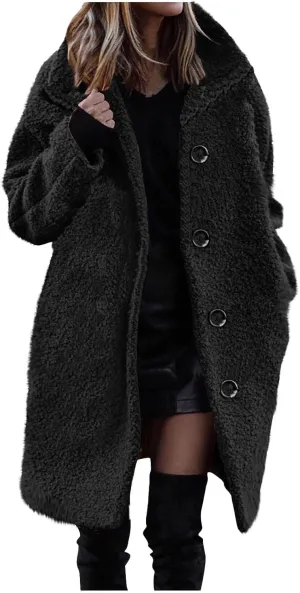 Winter Teddy Bear Long Coats for Women 2024 Fashion Oversized Jacket Fuzzy Fleece Faux Fur Sherpa Coats Outwear