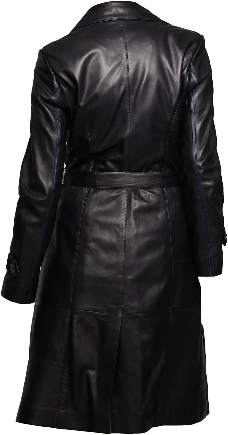 Winty Long Coat Winter Wear Black Lambskin Leather Jacket for Women
