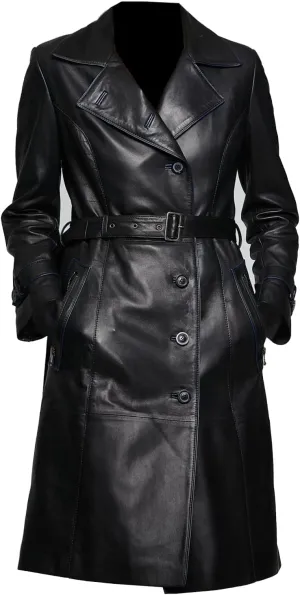 Winty Long Coat Winter Wear Black Lambskin Leather Jacket for Women
