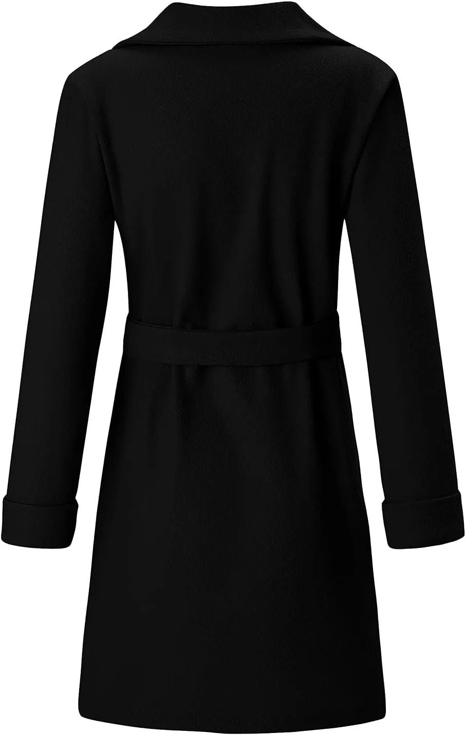 Women 2024 Fall Winter Pea Coats Notched Lapel Slim Fit Mid-Long Overcoats Long Sleeve Elegant Belted Trench Coat