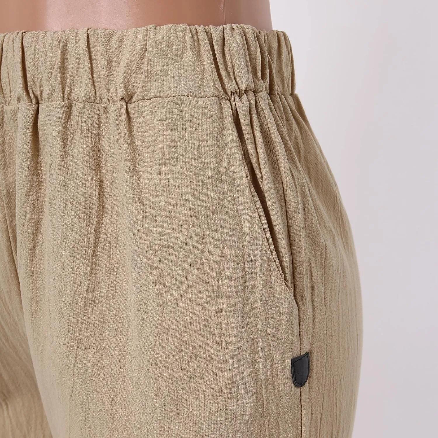 Women Casual Pants Fashion High Elastic Waisted Long Trousers Plus Size Comfortable Ankle Length Pants with Pockets