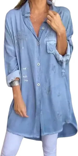 Women Long Denim Jacket Long Sleeve Trench Coat Button Down Casual Lightweight Outfits Coat