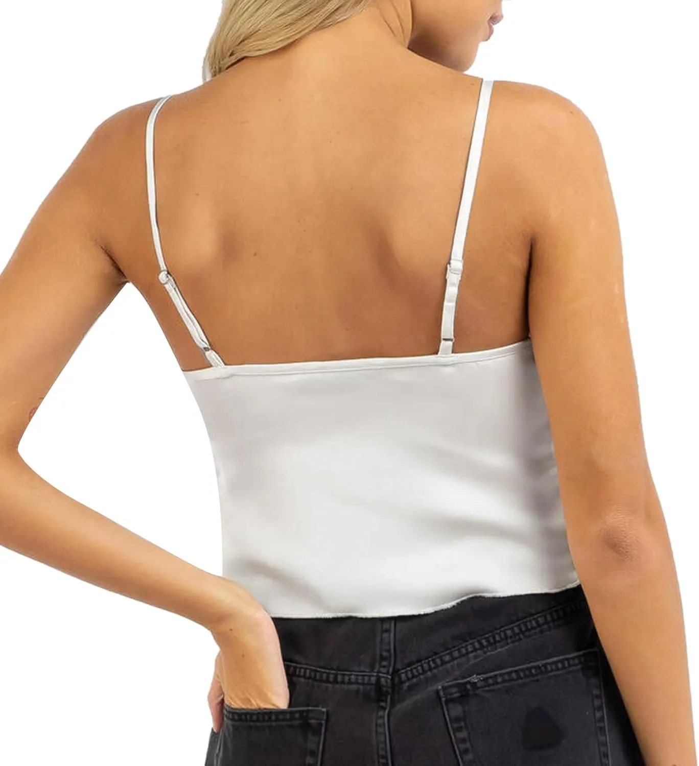 Women Sleeveless Camisole Tank Top Ruched Solid Color Ruffle V Neck Sleeveless Summer Crop Tops Streetwear Clubwear