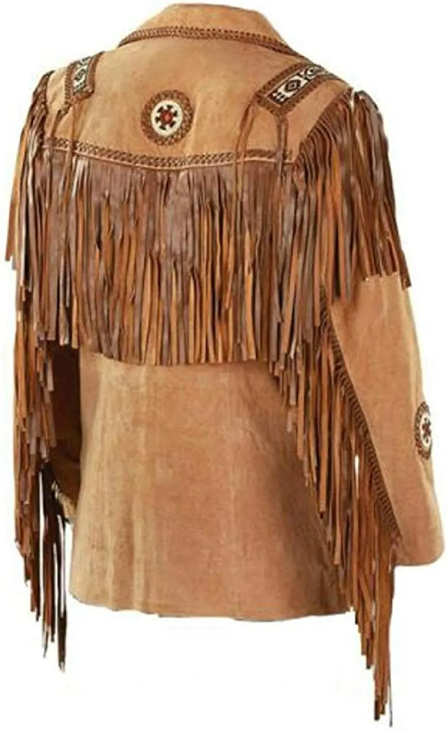 Women Traditional 100% Genuine Leather Suede Fringe Jacket Western Cowgirl Style Brown Native American Jackets
