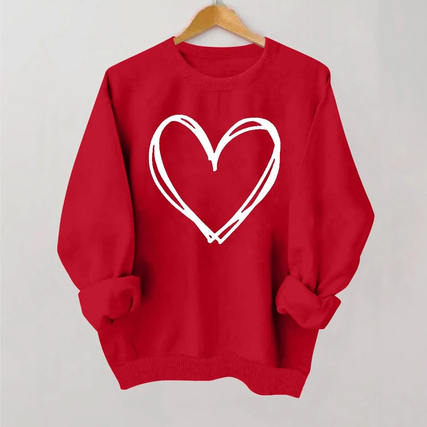 Women Valentine's Day Sweatshirt 2025 Oversized Long Sleeve Red Pullovers Love Heart Graphic Valentines Sweaters