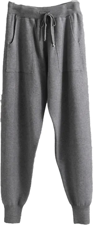 Women Waist Drawstring Thick Knitted Harem Pants Autumn Winter Sport Sweater Loose Trousers