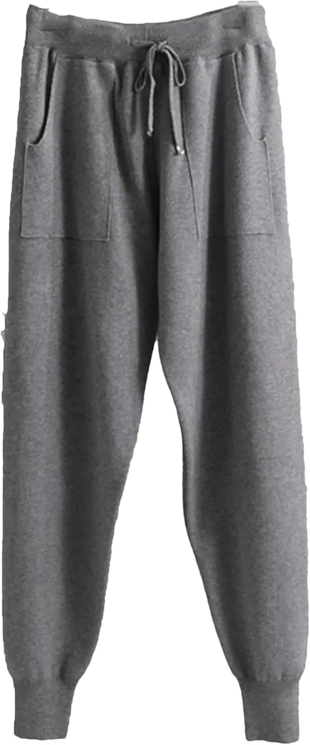 Women Waist Drawstring Thick Knitted Harem Pants Autumn Winter Sport Sweater Loose Trousers