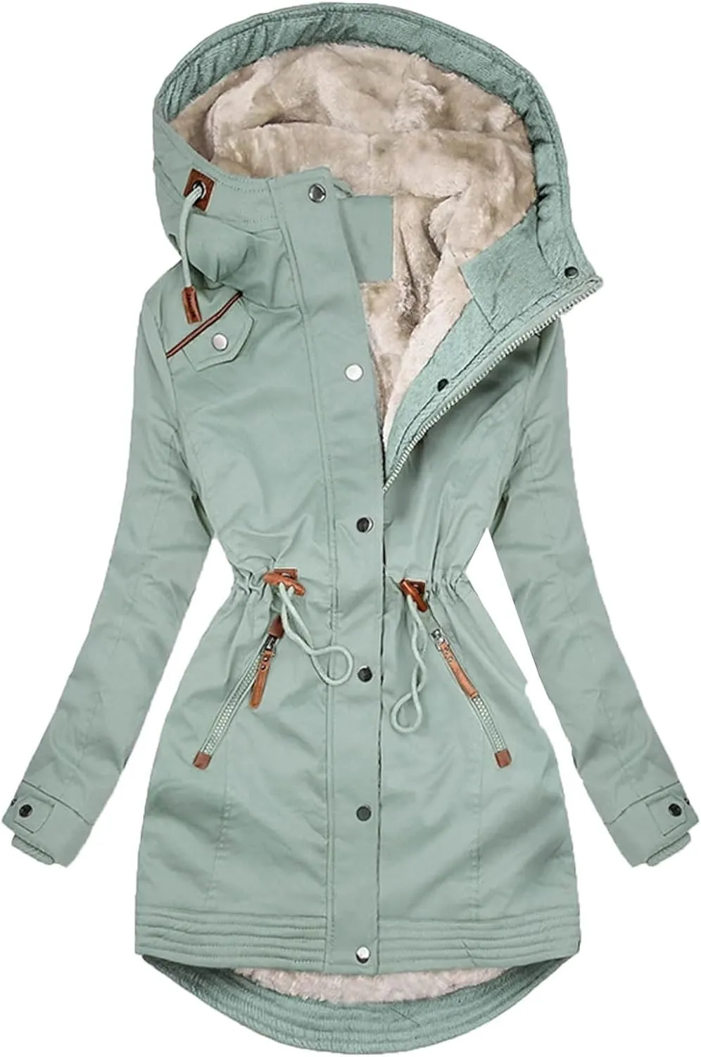 Women Winter Coats 2023 Fashion Thicken Fleece Lined Parkas Anoraks Warm Sherpa Jacket Down Coats with Faux Fur Hood