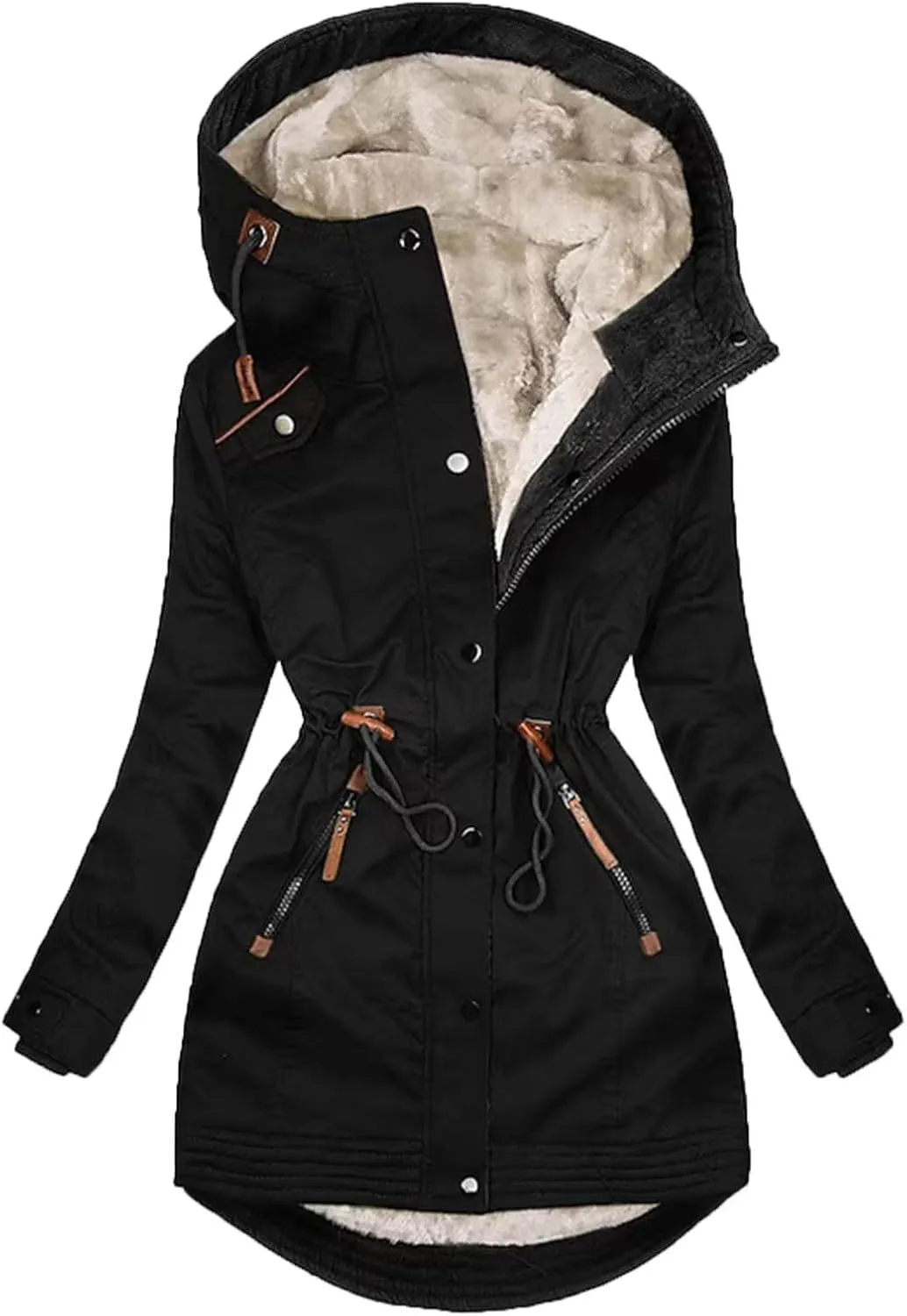Women Winter Coats 2023 Fashion Thicken Fleece Lined Parkas Anoraks Warm Sherpa Jacket Down Coats with Faux Fur Hood
