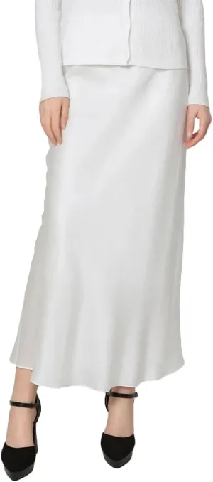 Women's 100% 22 Momme Silk Maxi Skirt-Fashionable, Comfortable, and Versatile