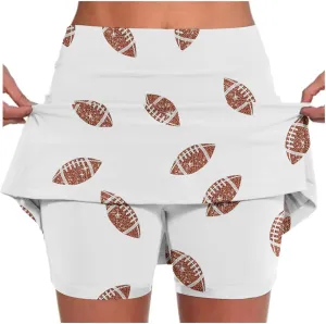 Womens Athletic Skorts Print High Waisted Tummy Control Tennis Skort Golf Yoga Underneath Shorts Skirt with Pockets