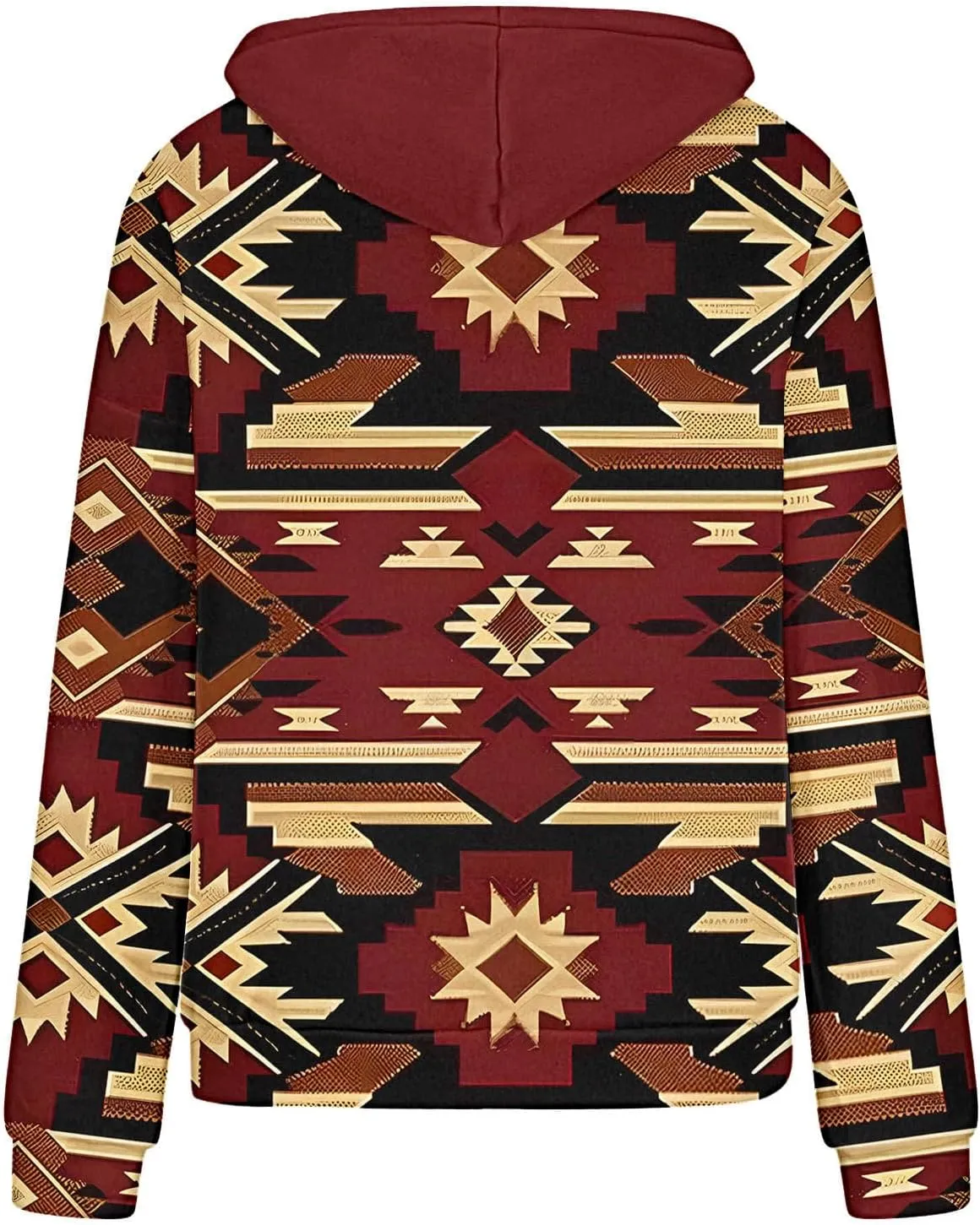 Women's Aztec Ethnic Style Hoodies Sweatshirts Casual Western Print Tops Long Sleeve Pocket Hooded Sweatshirt