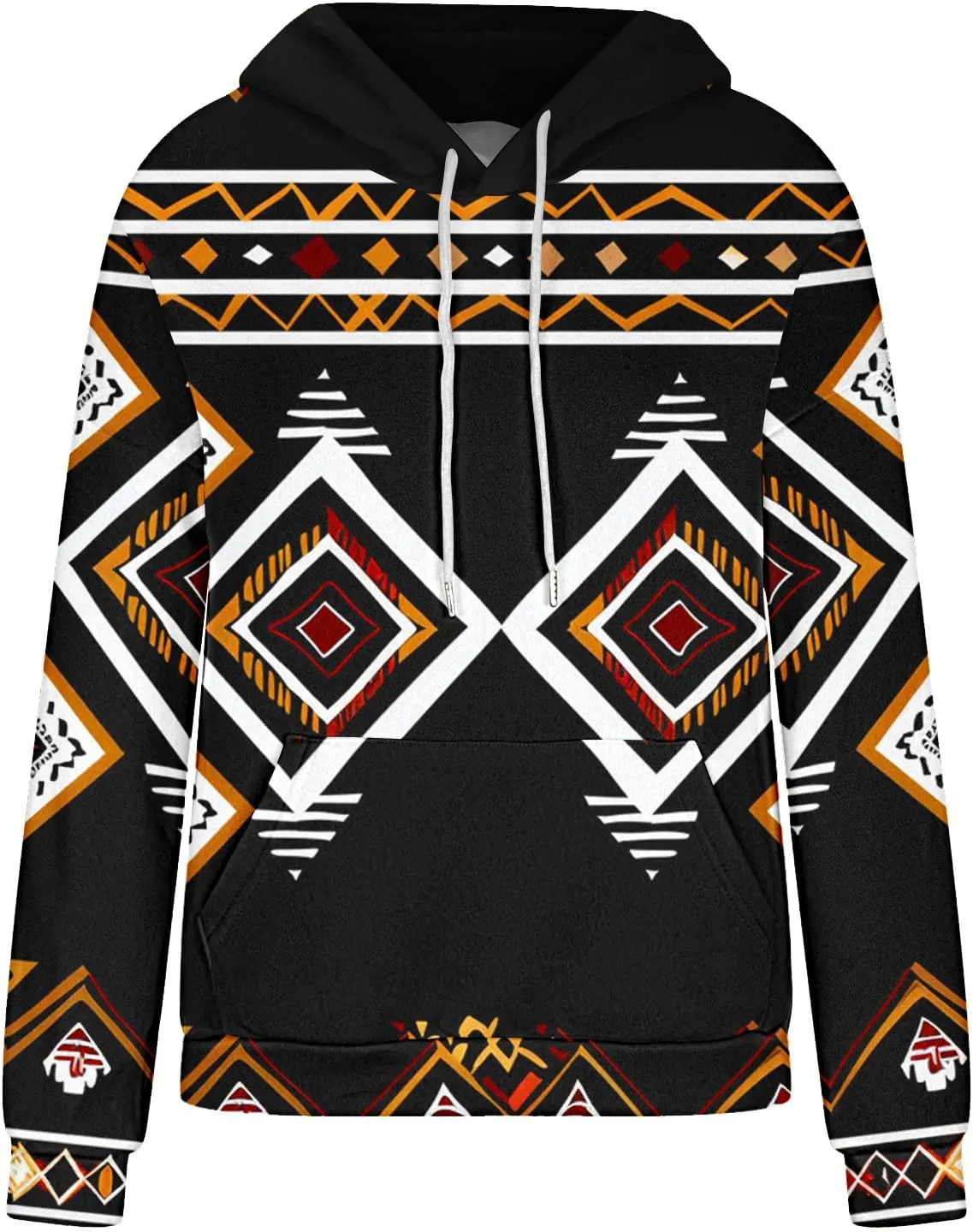 Women's Aztec Ethnic Style Hoodies Sweatshirts Casual Western Print Tops Long Sleeve Pocket Hooded Sweatshirt