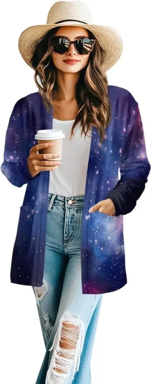 Women's Cardigans Sweaters Long Sleeve Casual Open Front Tops Oversized Stretch Coat Tops Lightweight Fall Jacket