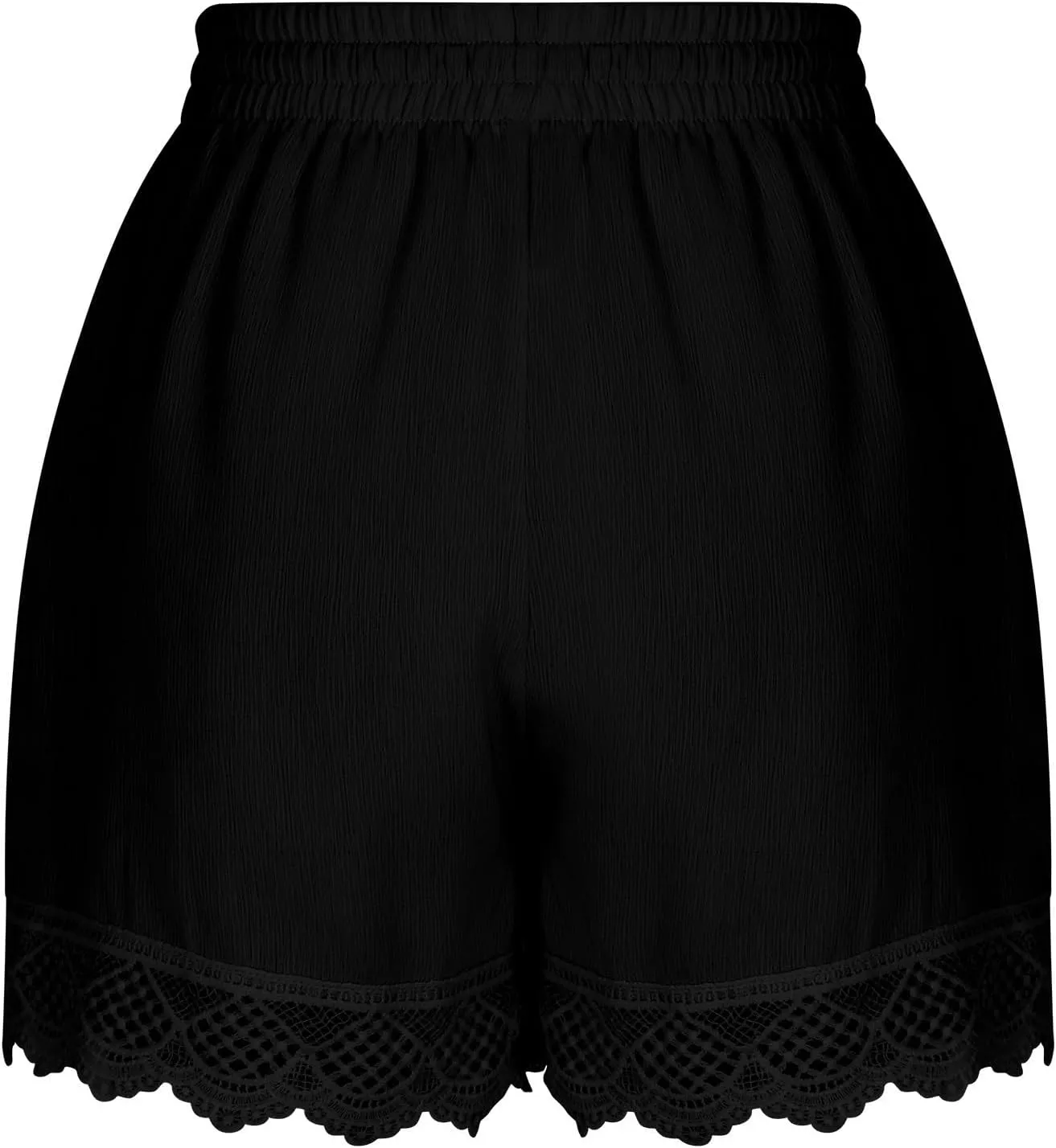 Women's Casual Shorts with Pockets Lace Trim Front Pleated Drawstring Stylish Comfortable Loose Fitting Summer Pants