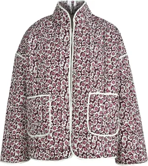 Women's Cropped Puffer Quilted Jacket, Vintage Floral Printed, Lightweight Open Front Short Jacket Coat Outwear
