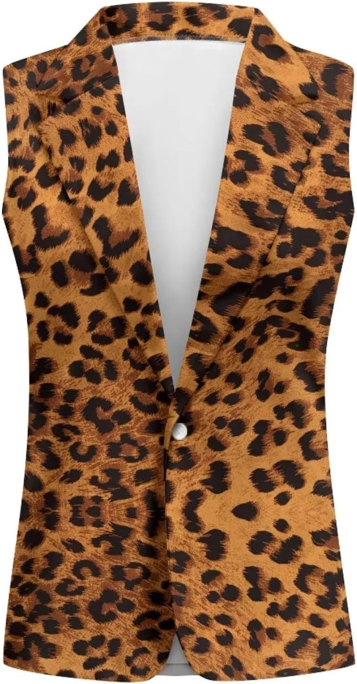 Women's Dressy Casual Sleeveless Vest Suit Waistcoat One Button Loose Fit Business Blazer